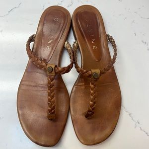 Celine leather braided thong sandals